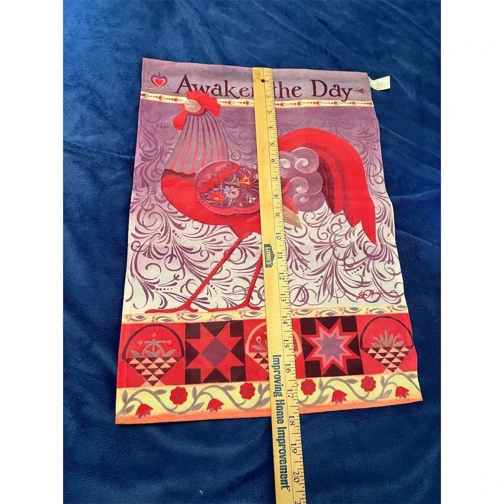Set of‎ 4 Garden Flags Cardinal Rooster Cats Ladybugs 10x15